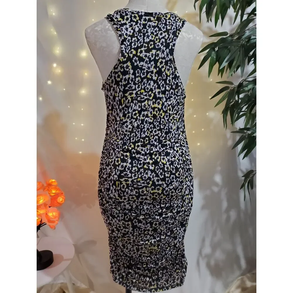 RACHEL Rachel Roy Viola Flower Side Ruched Midi Dress Womens Size L Sleeveless